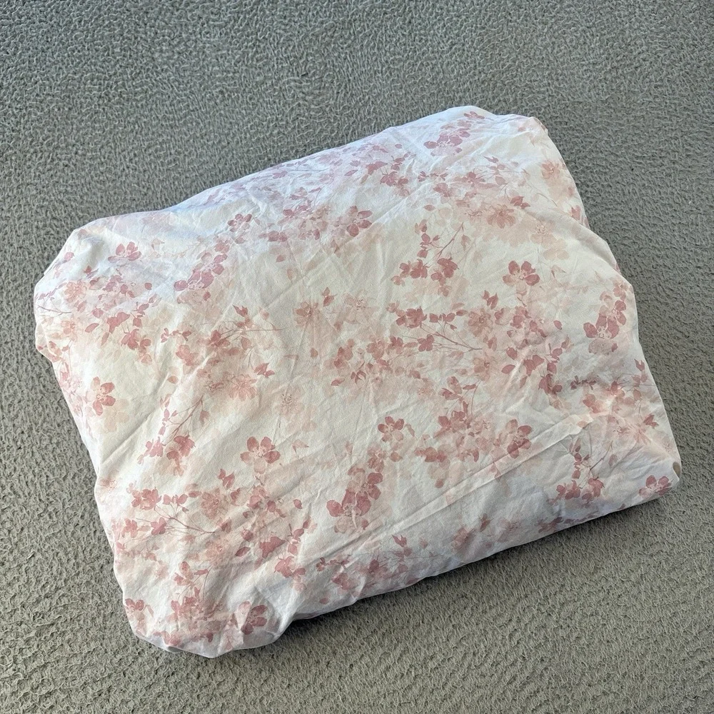 Ralph Lauren Queen Fitted Sheet Dusty Rose Blush Watercolor Floral Cotton